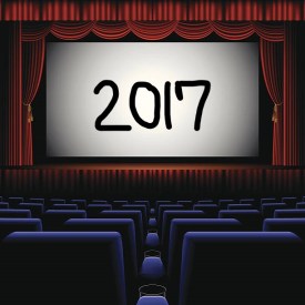 A back row view of a cinema screen